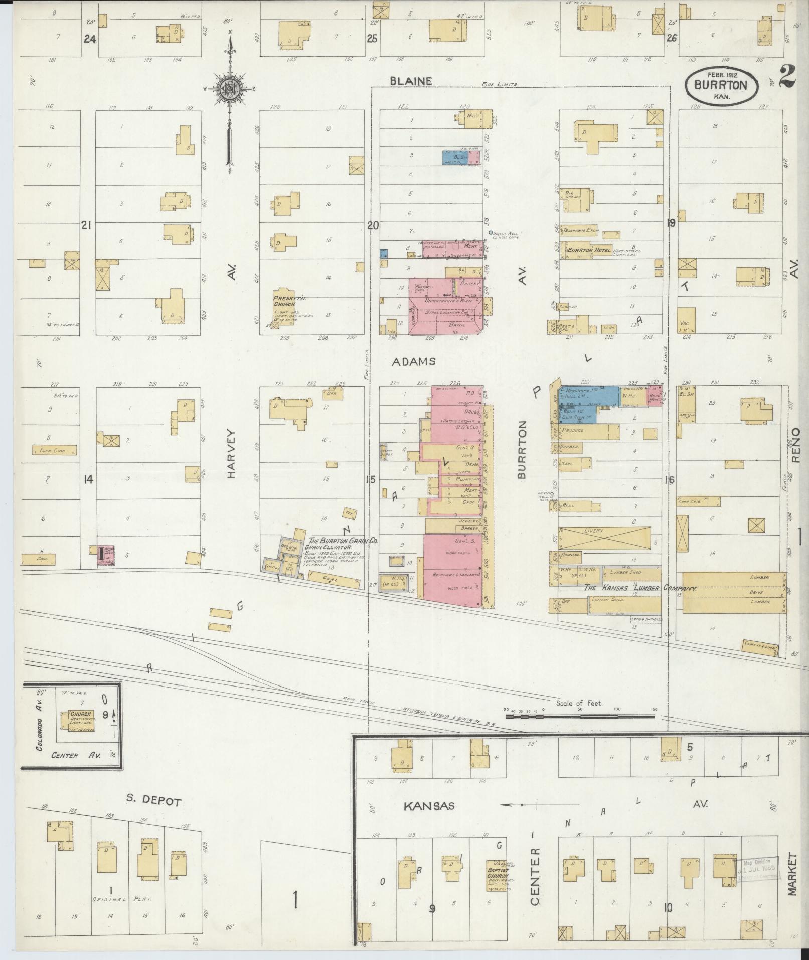 Sanborn Fire Insurance Map from Burrton, Harvey County, Kansas (1912), Sheet #0002 - Complete Map Set gallery image, historic Sanborn map, vintage wall art, Kansas Kansas