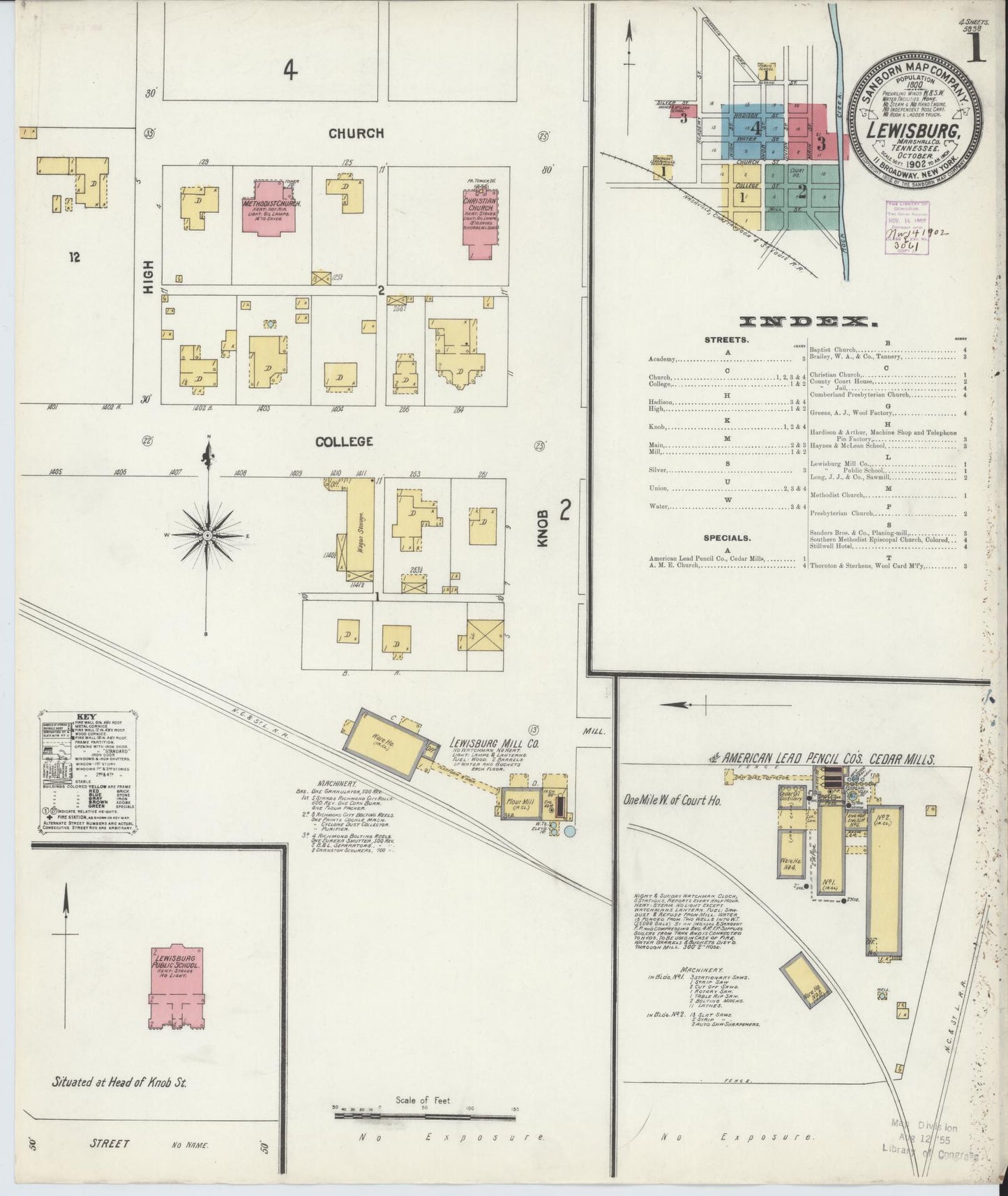Sanborn Fire Insurance Map from Lewisburg, Marshall County, Tennessee. (1902) – Historic Sanborn Fire Insurance Map Print