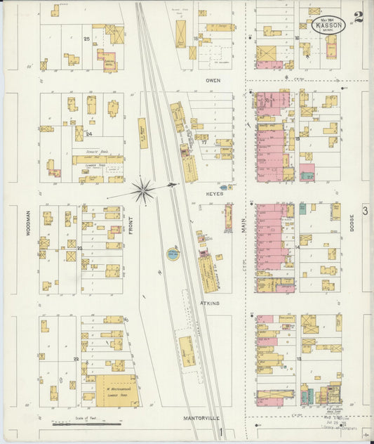 Sanborn Fire Insurance Map from Kasson, Dodge County, Minnesota (1904), Sheet #0002 - Historic Sanborn Fire Insurance Map Print, vintage old map wall art, antique decor, genealogy gift, Minnesota Minnesota map