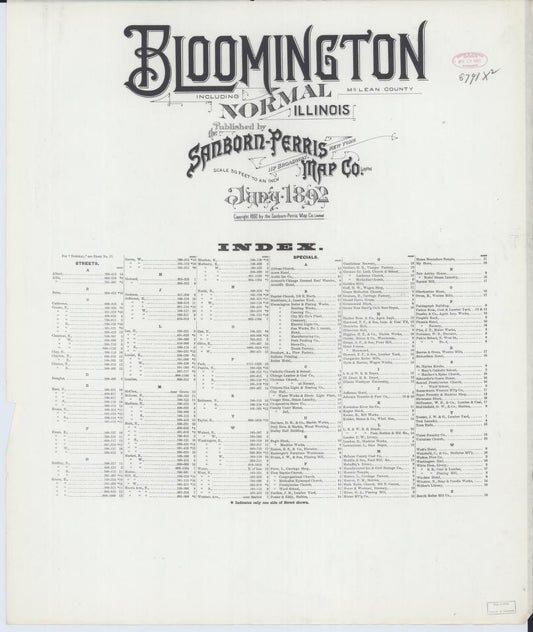Sanborn Fire Insurance Map from Bloomington, McLean County, Illinois. (1892) – Map View