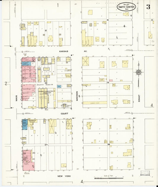 Sanborn Fire Insurance Map from Smith Center, Smith County, Kansas (1911), Sheet #0003 - Historic Sanborn Fire Insurance Map Print, vintage old map wall art, antique decor, genealogy gift, Kansas Kansas map