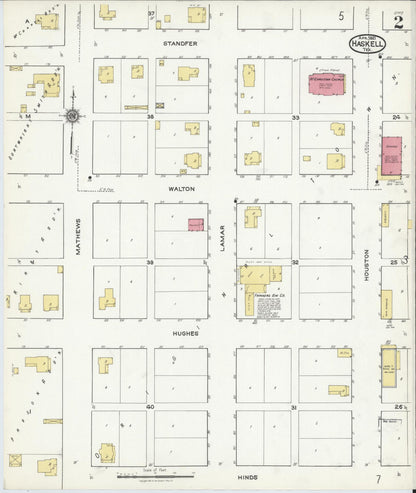 Sanborn Fire Insurance Map from Haskell, Haskell County, Texas (1921), Sheet #0002 - Complete Map Set gallery image, historic Sanborn map, vintage wall art, Texas Texas