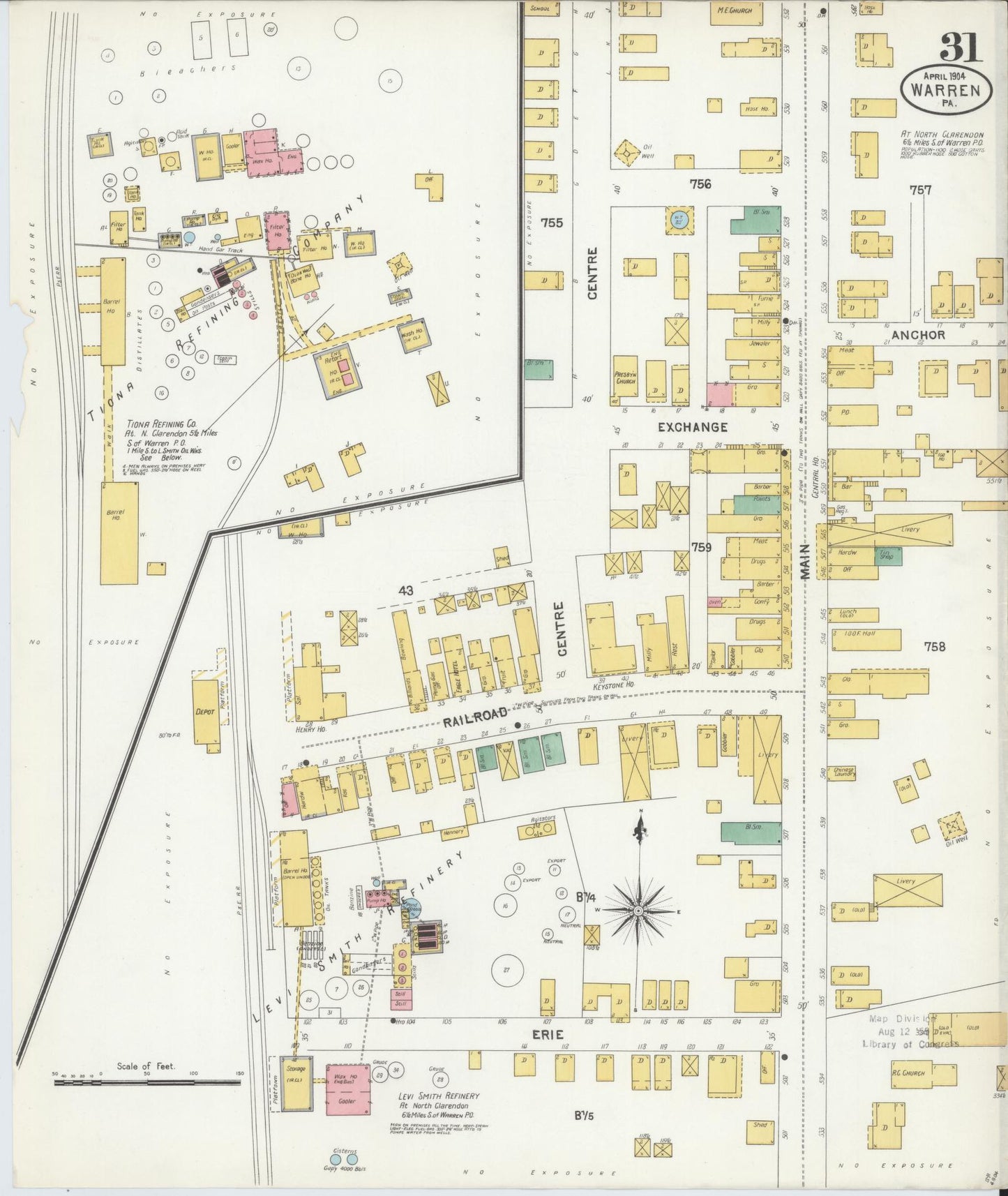 Sanborn Fire Insurance Map from Warren, Warren County, Pennsylvania (1904), Sheet #0031 - Historic Sanborn Fire Insurance Map Print, vintage old map wall art, antique decor, genealogy gift, Pennsylvania Pennsylvania map