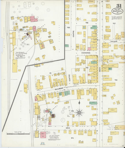 Sanborn Fire Insurance Map from Warren, Warren County, Pennsylvania (1904), Sheet #0031 - Historic Sanborn Fire Insurance Map Print, vintage old map wall art, antique decor, genealogy gift, Pennsylvania Pennsylvania map