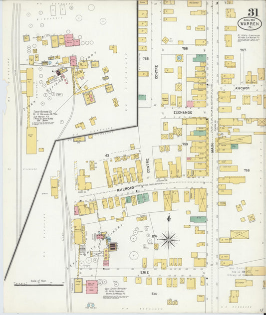 Sanborn Fire Insurance Map from Warren, Warren County, Pennsylvania (1904), Sheet #0031 - Historic Sanborn Fire Insurance Map Print, vintage old map wall art, antique decor, genealogy gift, Pennsylvania Pennsylvania map