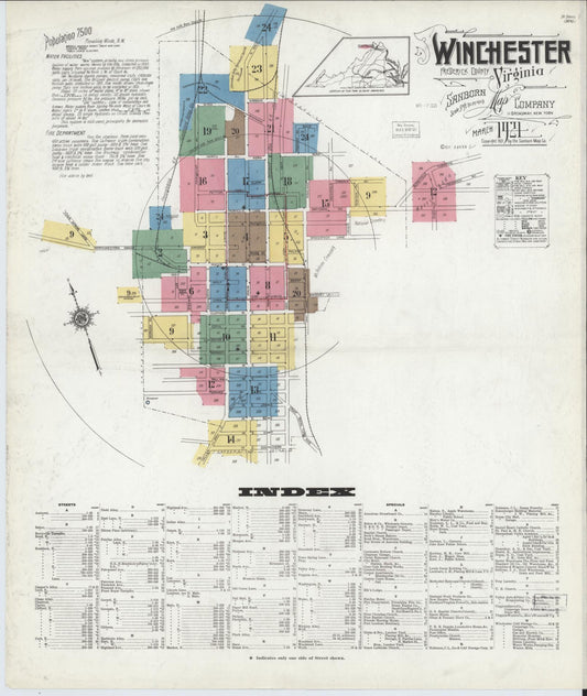 Sanborn Fire Insurance Map from Winchester, Independent Cities, Virginia. (1921) – Historic Sanborn Fire Insurance Map Print