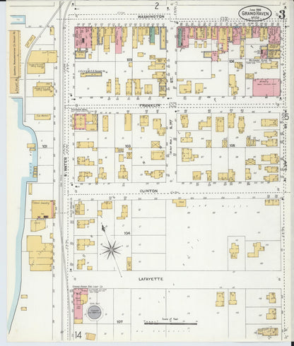 Sanborn Fire Insurance Map from Grand Haven, Ottawa County, Michigan (1906), Sheet #0003 - Complete Map Set gallery image, historic Sanborn map, vintage wall art, Michigan Michigan
