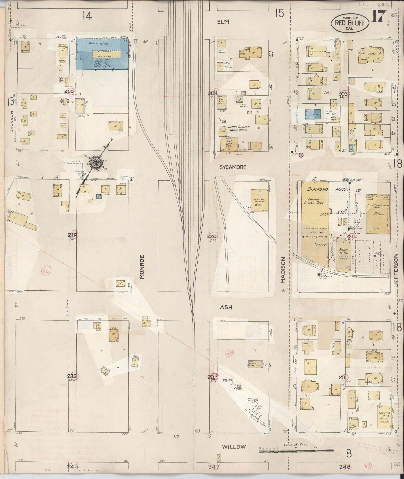 Sanborn Fire Insurance Map from Red Bluff, Tehama County, California (1949), Sheet #0017 - Complete Map Set gallery image, historic Sanborn map, vintage wall art, California California