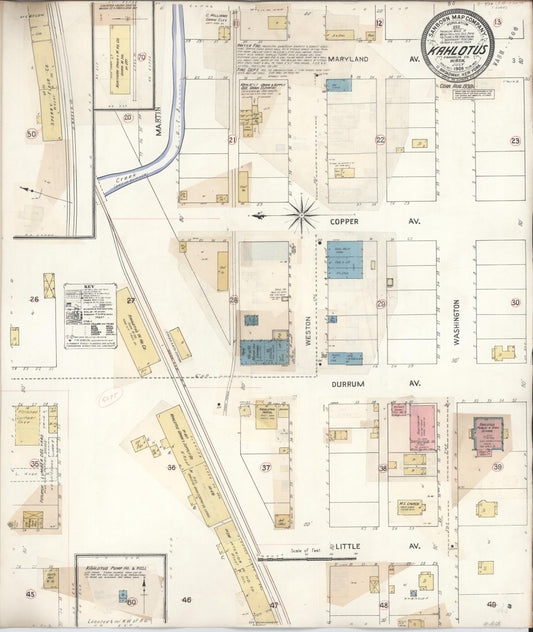 Sanborn Fire Insurance Map from Kahlotus, Franklin County, Washington (1930), Sheet #0001 - Historic Sanborn Fire Insurance Map Print, vintage old map wall art, antique decor, genealogy gift, Washington Washington map