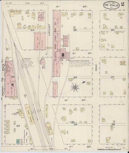 Sanborn Fire Insurance Map from De Kalb, De Kalb County, Illinois (1885), Sheet #0002 - Complete Map Set gallery image, historic Sanborn map, vintage wall art, Illinois Illinois