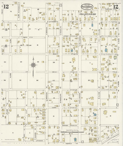 Sanborn Fire Insurance Map from Kissimmee, Osceola County, Florida (1926), Sheet #0012 - Complete Map Set gallery image, historic Sanborn map, vintage wall art, Florida Florida