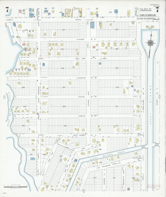 Sanborn Fire Insurance Map from Copiague, Suffolk County, New York (1948), Sheet #0007 - Historic Sanborn Fire Insurance Map Print, vintage old map wall art, antique decor, genealogy gift, New York New York map