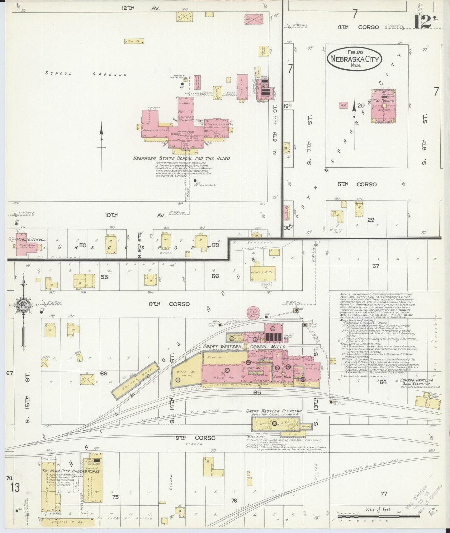 Sanborn Fire Insurance Map from Nebraska City, Otoe County, Nebraska (1913), Sheet #0012 - Complete Map Set gallery image, historic Sanborn map, vintage wall art, Nebraska Nebraska
