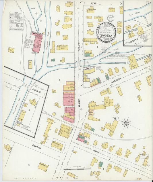 Sanborn Fire Insurance Map from Arcade, Wyoming County, New York (1900), Sheet #0001 - Historic Sanborn Fire Insurance Map Print, vintage old map wall art, antique decor, genealogy gift, New York New York map