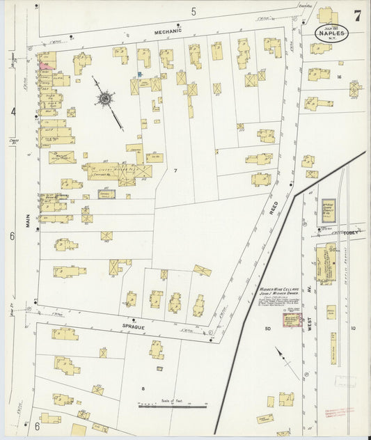 Sanborn Fire Insurance Map from Naples, Ontario County, New York (1911), Sheet #0007 - Historic Sanborn Fire Insurance Map Print, vintage old map wall art, antique decor, genealogy gift, New York New York map