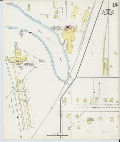 Sanborn Fire Insurance Map from Cadillac, Wexford County, Michigan (1895), Sheet #0012 - Historic Sanborn Fire Insurance Map Print, vintage old map wall art, antique decor, genealogy gift, Michigan Michigan map
