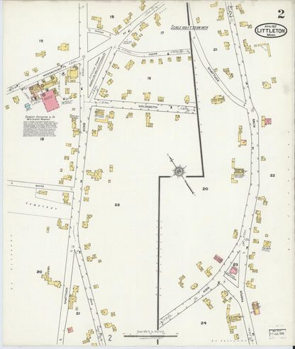 Sanborn Fire Insurance Map from Littleton, Middlesex County, Massachusetts (1917), Sheet #0002 - Complete Map Set gallery image, historic Sanborn map, vintage wall art, Massachusetts Massachusetts
