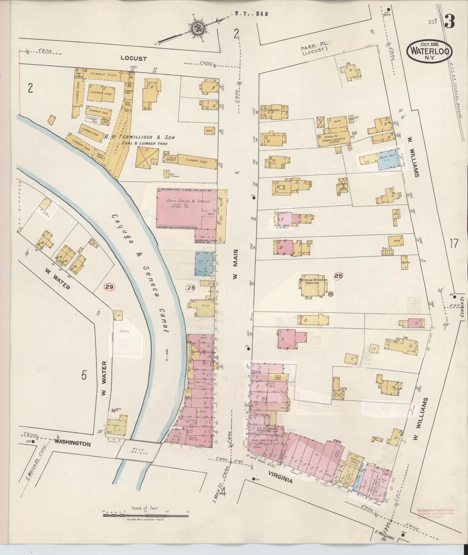 Sanborn Fire Insurance Map from Waterloo, Seneca County, New York (1948), Sheet #0003 - Complete Map Set gallery image, historic Sanborn map, vintage wall art, New York New York