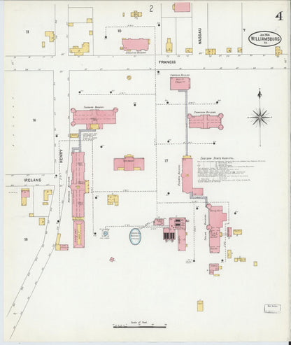 Sanborn Fire Insurance Map from Williamsburg, Independent Cities, Virginia (1904), Sheet #0004 - Complete Map Set gallery image, historic Sanborn map, vintage wall art, Virginia Virginia