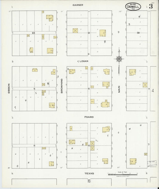 Sanborn Fire Insurance Map from Crowell, Foard County, Texas (1921), Sheet #0003 - Historic Sanborn Fire Insurance Map Print, vintage old map wall art, antique decor, genealogy gift, Texas Texas map