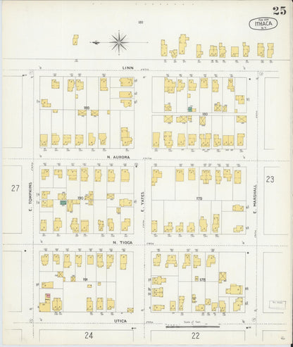 Sanborn Fire Insurance Map from Ithaca, Tompkins County, New York (1904), Sheet #0025 - Complete Map Set gallery image, historic Sanborn map, vintage wall art, New York New York