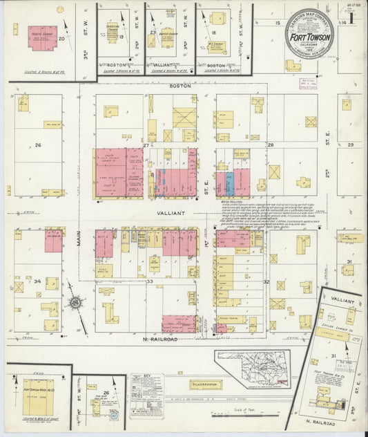 Sanborn Fire Insurance Map from Fort Towson, Choctaw County, Oklahoma. (1916) – Historic Sanborn Fire Insurance Map Print