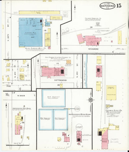 Sanborn Fire Insurance Map from Independence, Montgomery County, Kansas (1916), Sheet #0015 - Complete Map Set gallery image, historic Sanborn map, vintage wall art, Kansas Kansas