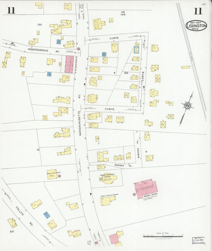 Sanborn Fire Insurance Map from Lexington, Middlesex County, Massachusetts (1927), Sheet #0011 - Complete Map Set gallery image, historic Sanborn map, vintage wall art, Massachusetts Massachusetts
