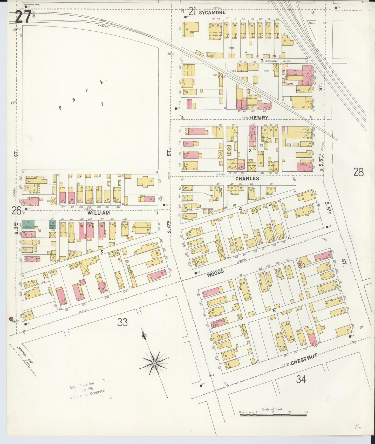 Sanborn Fire Insurance Map from Hamilton, Butler County, Ohio (1899), Sheet #0027 - Historic Sanborn Fire Insurance Map Print, vintage old map wall art, antique decor, genealogy gift, Ohio Ohio map