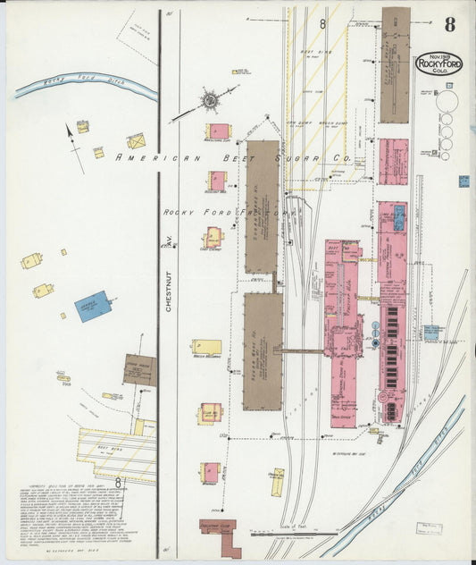 Sanborn Fire Insurance Map from Rocky Ford, Otero County, Colorado (1919), Sheet #0008 - Historic Sanborn Fire Insurance Map Print, vintage old map wall art, antique decor, genealogy gift, Colorado Colorado map