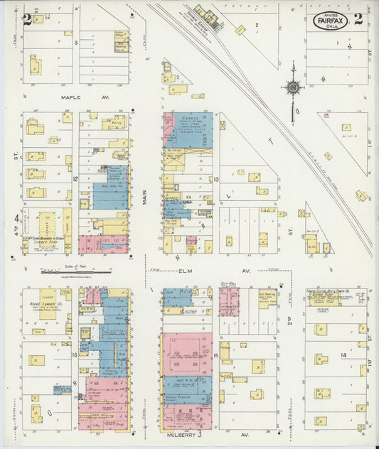 Sanborn Fire Insurance Map from Fairfax, Osage County, Oklahoma (1924), Sheet #0002 - Historic Sanborn Fire Insurance Map Print, vintage old map wall art, antique decor, genealogy gift, Oklahoma Oklahoma map