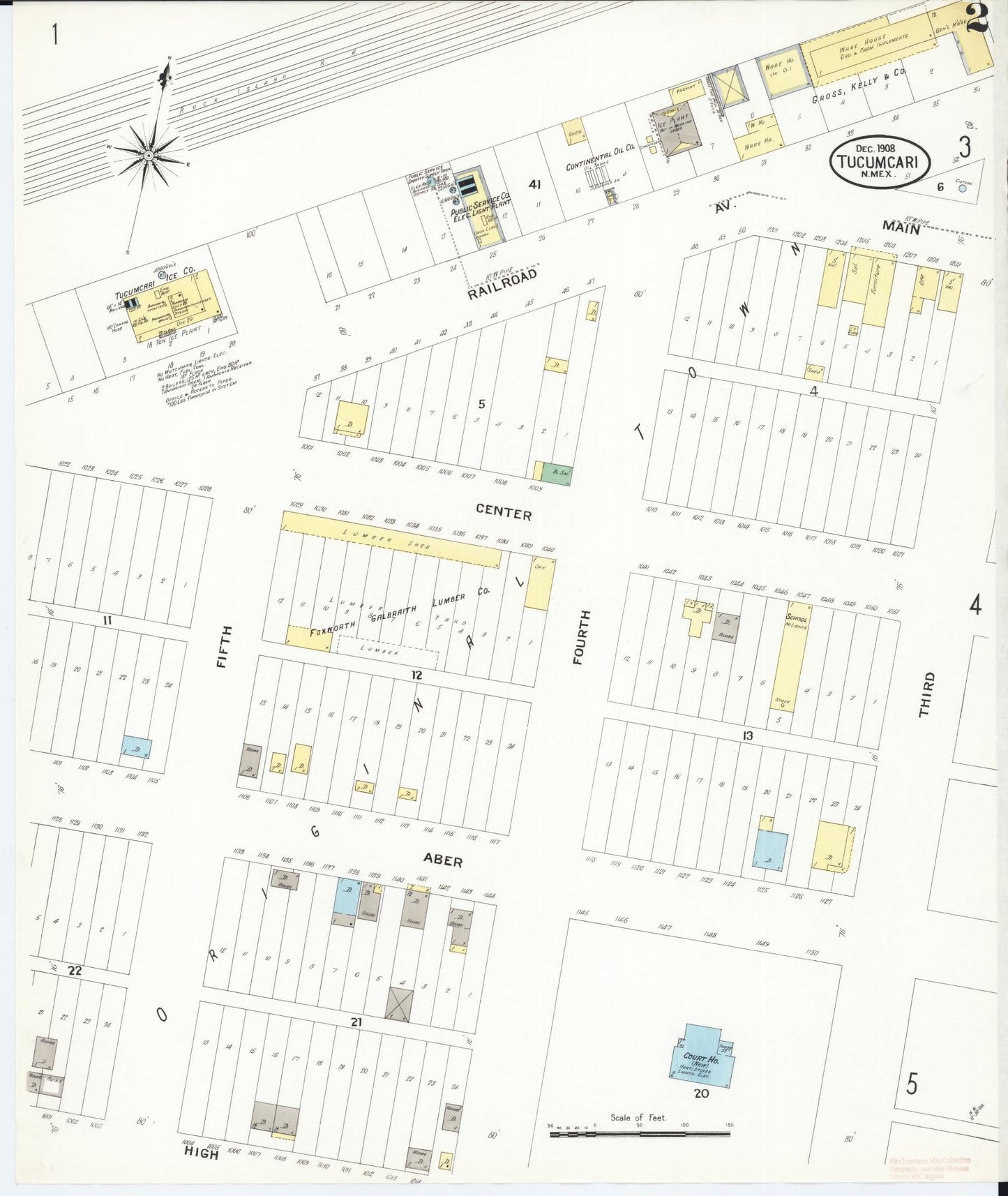 Sanborn Fire Insurance Map from Tucumcari, Quay County, New Mexico (1908), Sheet #0002 - Complete Map Set gallery image, historic Sanborn map, vintage wall art, New Mexico New Mexico