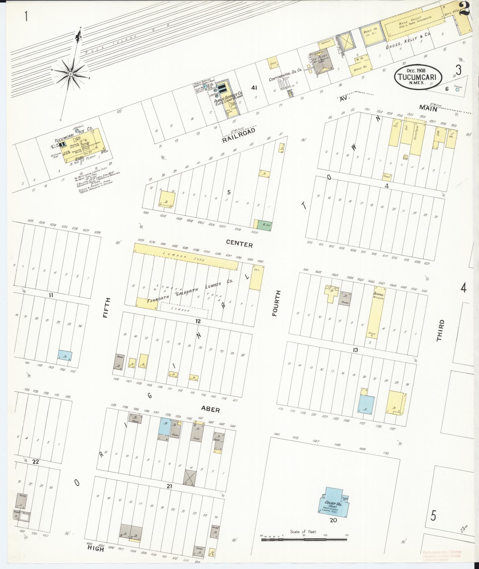 Sanborn Fire Insurance Map from Tucumcari, Quay County, New Mexico (1908), Sheet #0002 - Complete Map Set gallery image, historic Sanborn map, vintage wall art, New Mexico New Mexico