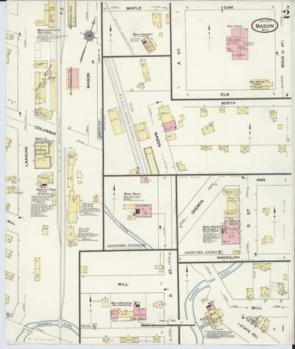 Sanborn Fire Insurance Map from Mason, Ingham County, Michigan (1909), Sheet #0002 - Complete Map Set gallery image, historic Sanborn map, vintage wall art, Michigan Michigan