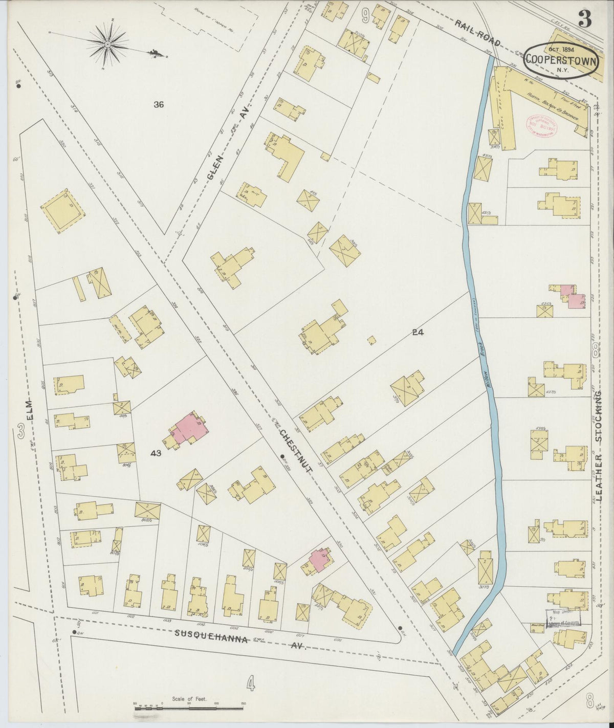 Sanborn Fire Insurance Map from Cooperstown, Otsego County, New York (1894), Sheet #0003 - Complete Map Set gallery image, historic Sanborn map, vintage wall art, New York New York