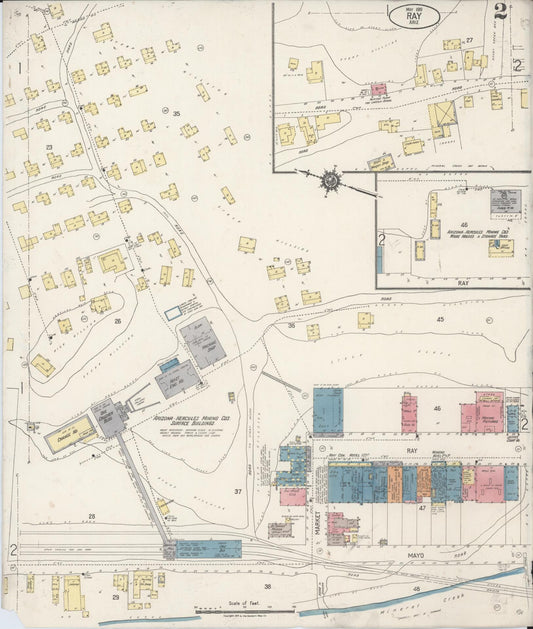Sanborn Fire Insurance Map from Ray, Pinal County, Arizona (1919), Sheet #0002 - Historic Sanborn Fire Insurance Map Print, vintage old map wall art, antique decor, genealogy gift, Arizona Arizona map