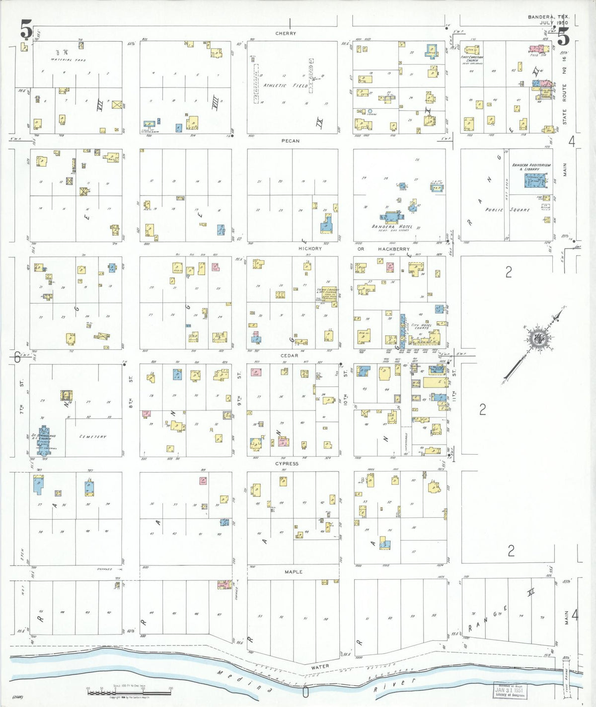 Sanborn Fire Insurance Map from Bandera, Bandera County, Texas (1950), Sheet #0005 - Complete Map Set gallery image, historic Sanborn map, vintage wall art, Texas Texas