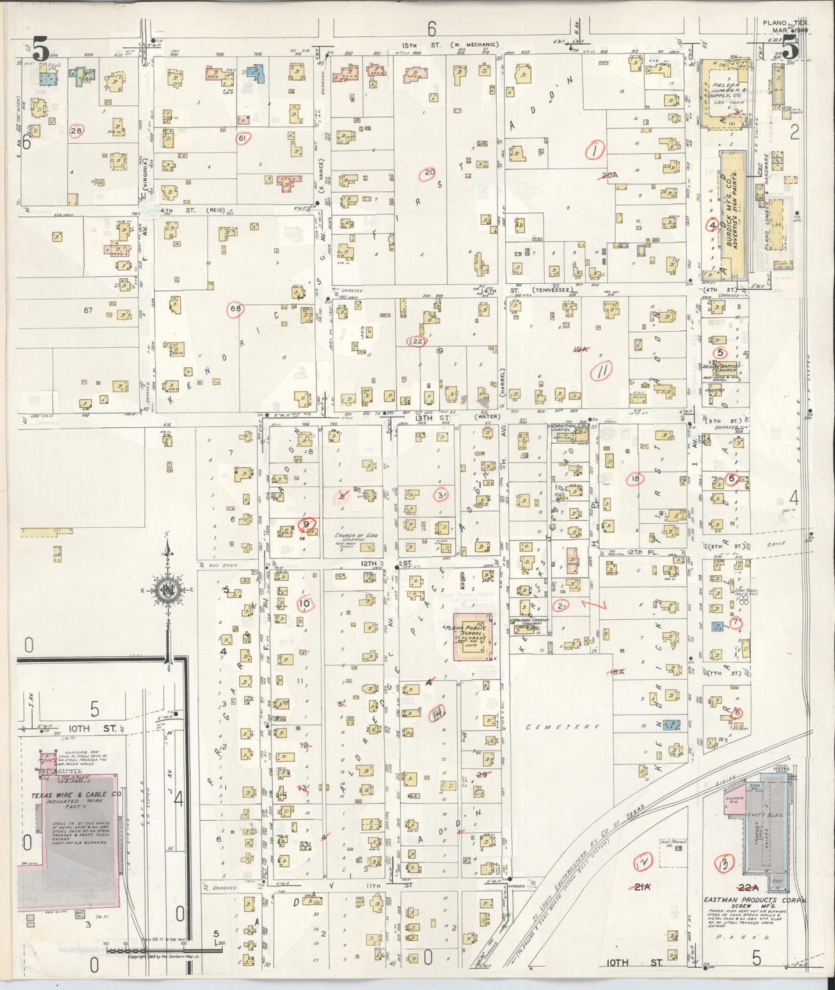 Sanborn Fire Insurance Map from Plano, Collin County, Texas (1961), Sheet #0005 - Complete Map Set gallery image, historic Sanborn map, vintage wall art, Texas Texas