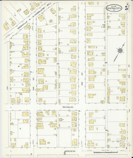 Sanborn Fire Insurance Map from Central City, Mublenberg County, Kentucky (1912), Sheet #0005 - Historic Sanborn Fire Insurance Map Print, vintage old map wall art, antique decor, genealogy gift, Kentucky Kentucky map