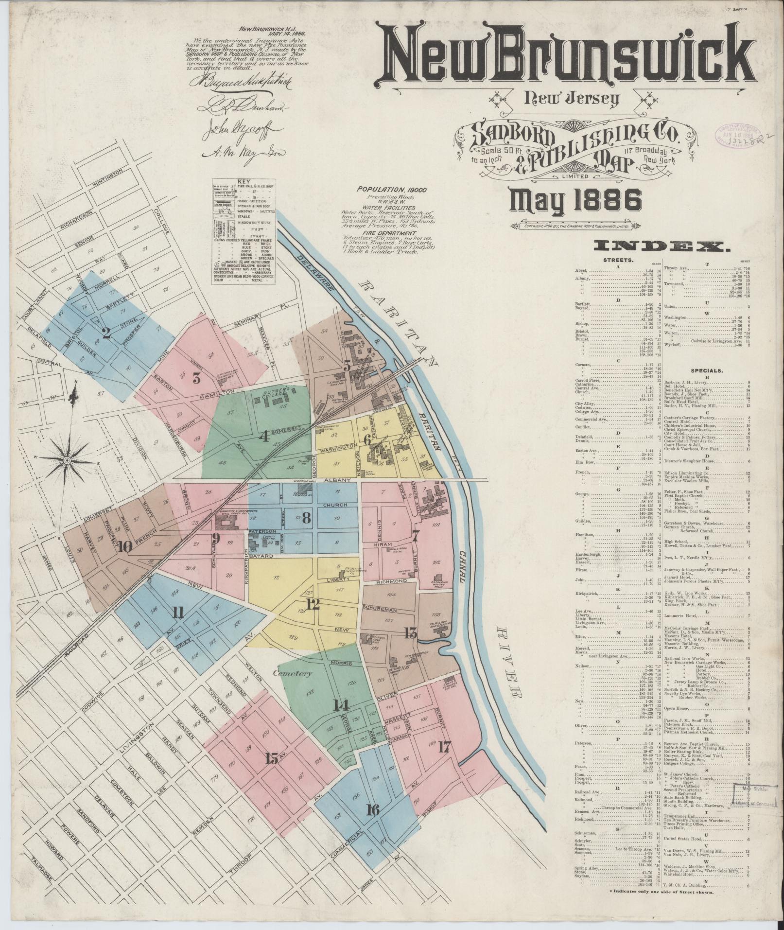 Sanborn Fire Insurance Map from New Brunswick, Middlesex County, New Jersey. (1886) – Historic Sanborn Fire Insurance Map Print