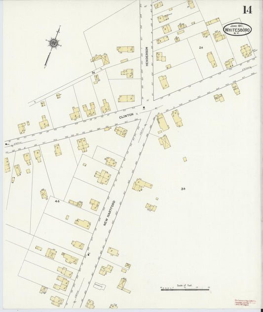 Sanborn Fire Insurance Map from Whitesboro, Oneida County, New York (1911), Sheet #0014 - Historic Sanborn Fire Insurance Map Print, vintage old map wall art, antique decor, genealogy gift, New York New York map