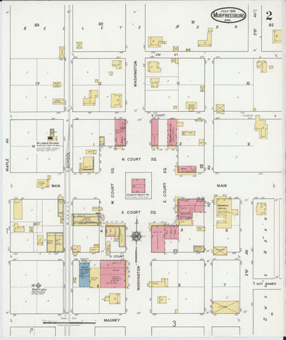 Sanborn Fire Insurance Map from Murfreesboro, Pike County, Arkansas (1919), Sheet #0002 - Complete Map Set gallery image, historic Sanborn map, vintage wall art, Arkansas Arkansas