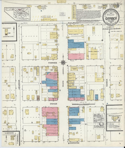 Sanborn Fire Insurance Map from Garber, Garfield County, Oklahoma (1920), Sheet #0001 - Complete Map Set gallery image, historic Sanborn map, vintage wall art, Oklahoma Oklahoma