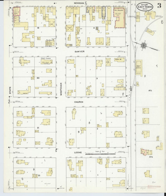 Sanborn Fire Insurance Map from East Tawas, Iosco County, Michigan (1910), Sheet #0003 - Historic Sanborn Fire Insurance Map Print, vintage old map wall art, antique decor, genealogy gift, Michigan Michigan map