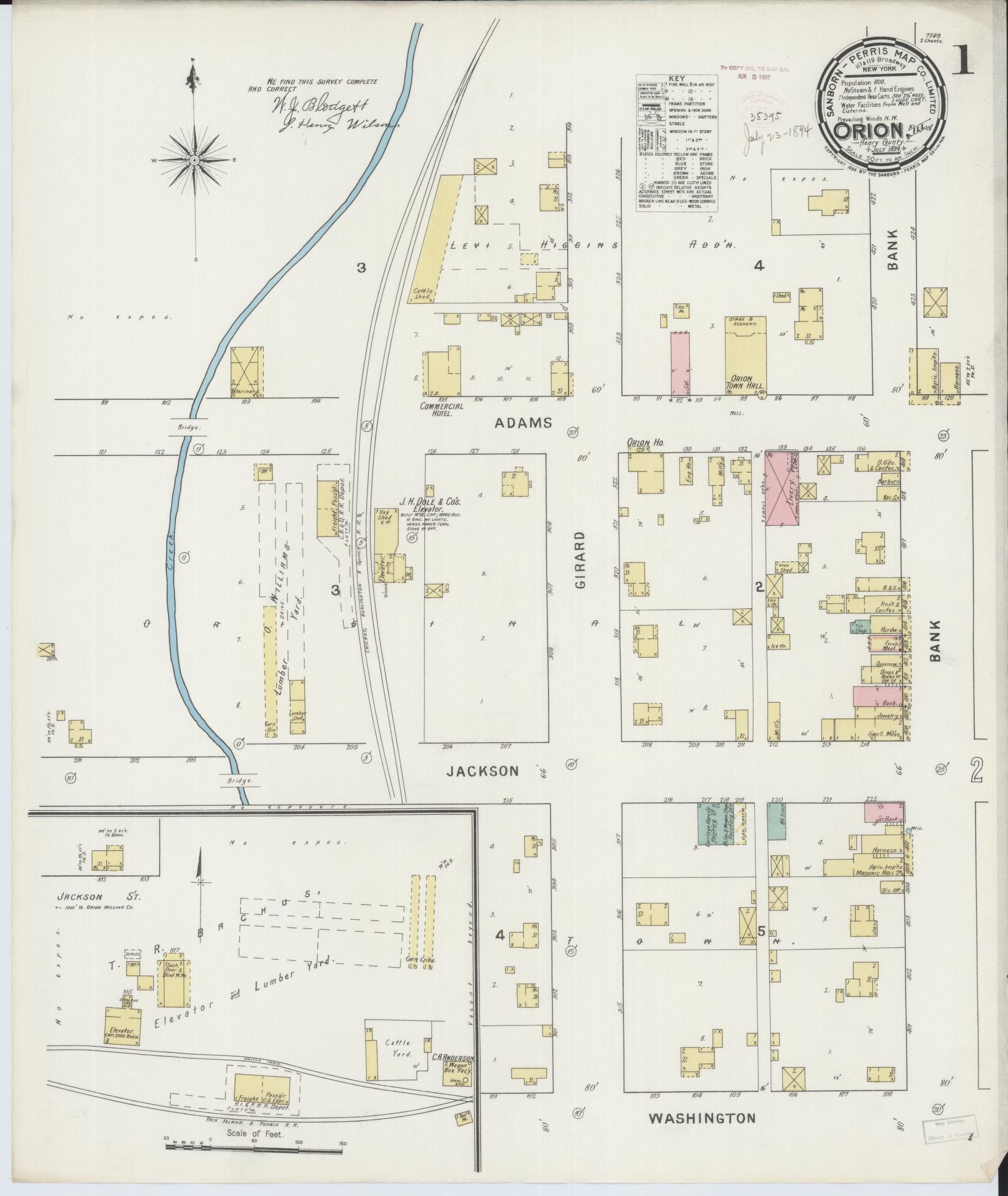 Sanborn Fire Insurance Map from Orion, Henry County, Illinois (1894), Sheet #0001 - Complete Map Set gallery image, historic Sanborn map, vintage wall art, Illinois Illinois
