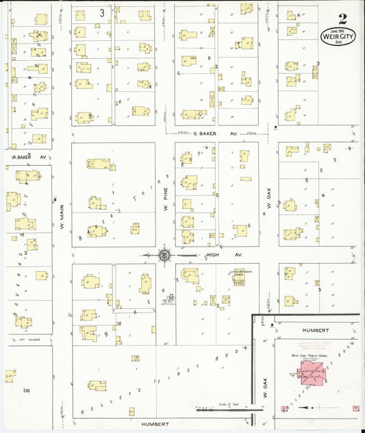 Sanborn Fire Insurance Map from Weir, Cherokee County, Kansas (1915), Sheet #0002 - Historic Sanborn Fire Insurance Map Print, vintage old map wall art, antique decor, genealogy gift, Kansas Kansas map