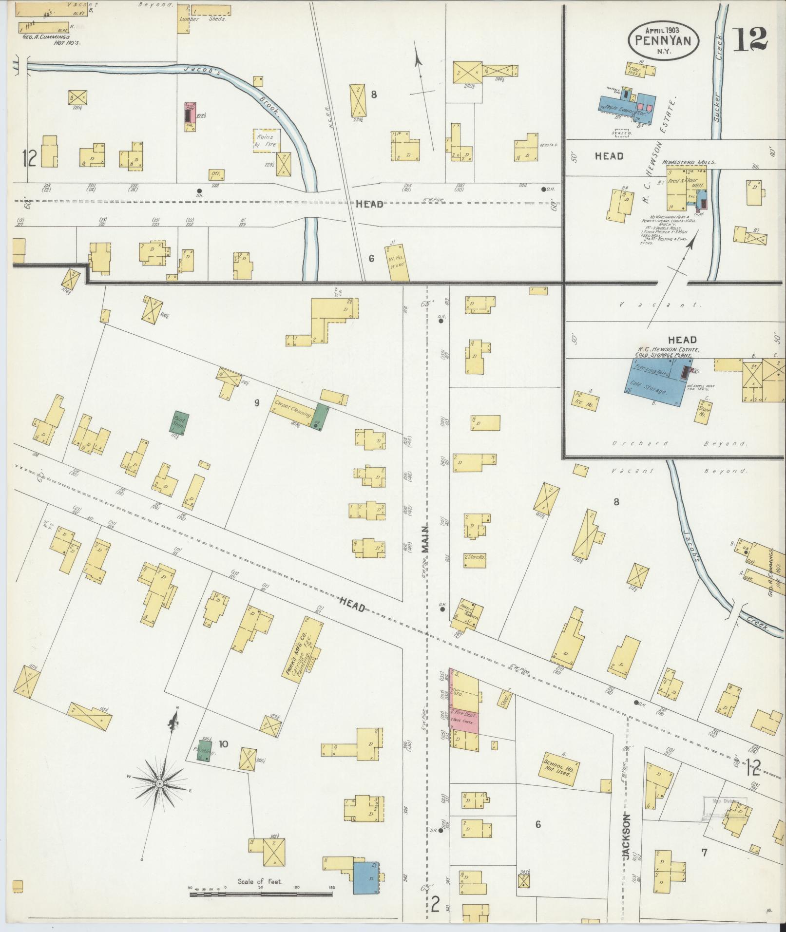Sanborn Fire Insurance Map from Penn Yan, Yates County, New York (1903), Sheet #0012 - Complete Map Set gallery image, historic Sanborn map, vintage wall art, New York New York