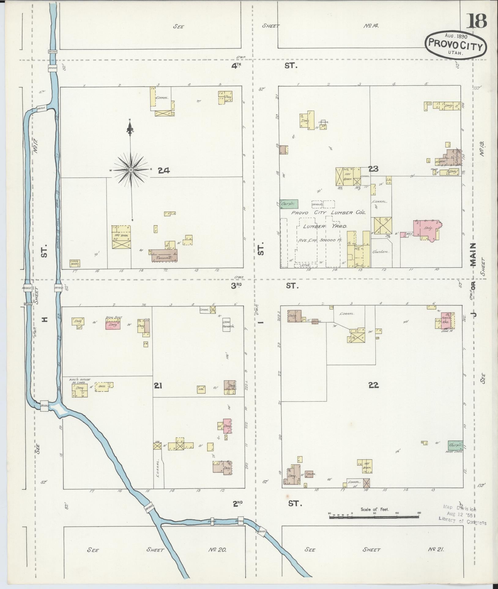 Sanborn Fire Insurance Map from Provo, Utah County, Utah (1890), Sheet #0018 - Complete Map Set gallery image, historic Sanborn map, vintage wall art, Provo Utah