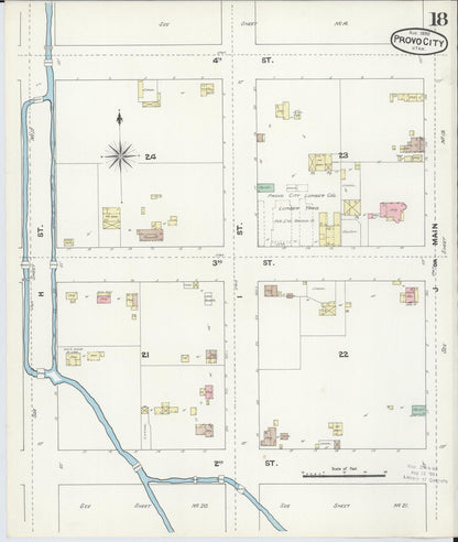 Sanborn Fire Insurance Map from Provo, Utah County, Utah (1890), Sheet #0018 - Complete Map Set gallery image, historic Sanborn map, vintage wall art, Provo Utah