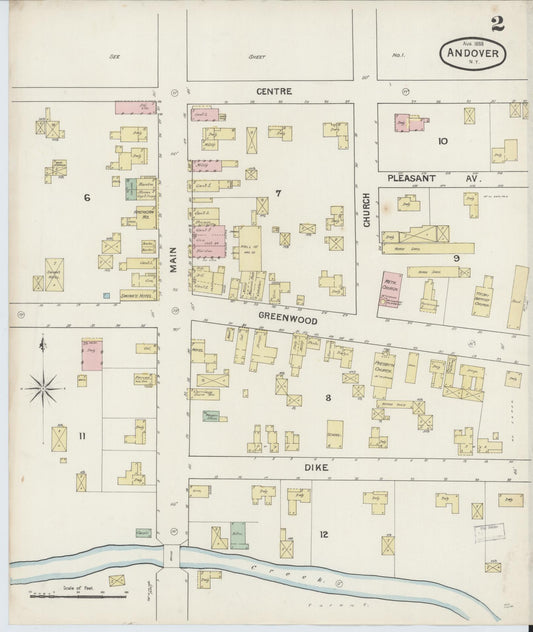 Sanborn Fire Insurance Map from Andover, Allegany County, New York (1888), Sheet #0002 - Historic Sanborn Fire Insurance Map Print, vintage old map wall art, antique decor, genealogy gift, New York New York map